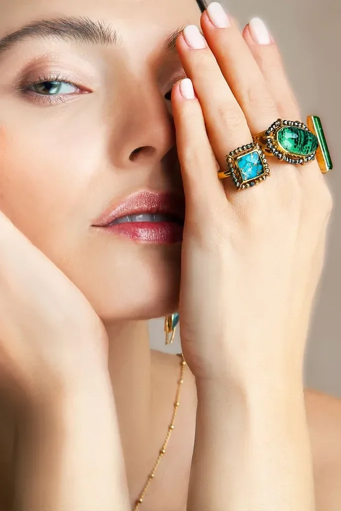 Handmade Jewellery | Turquoise gold plated silver ring gallery 2