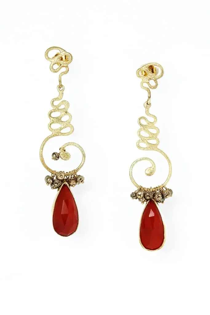 Handmade Jewellery | Jasper gold plated silver earrings gallery 1