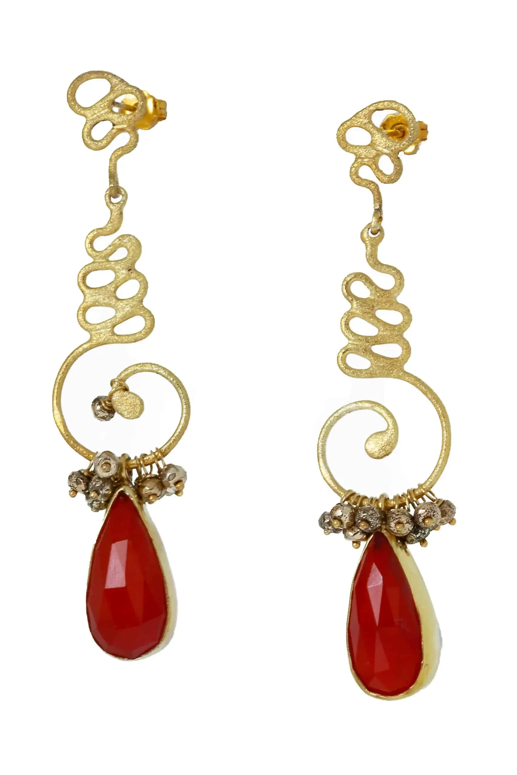 Jasper gold plated silver earrings