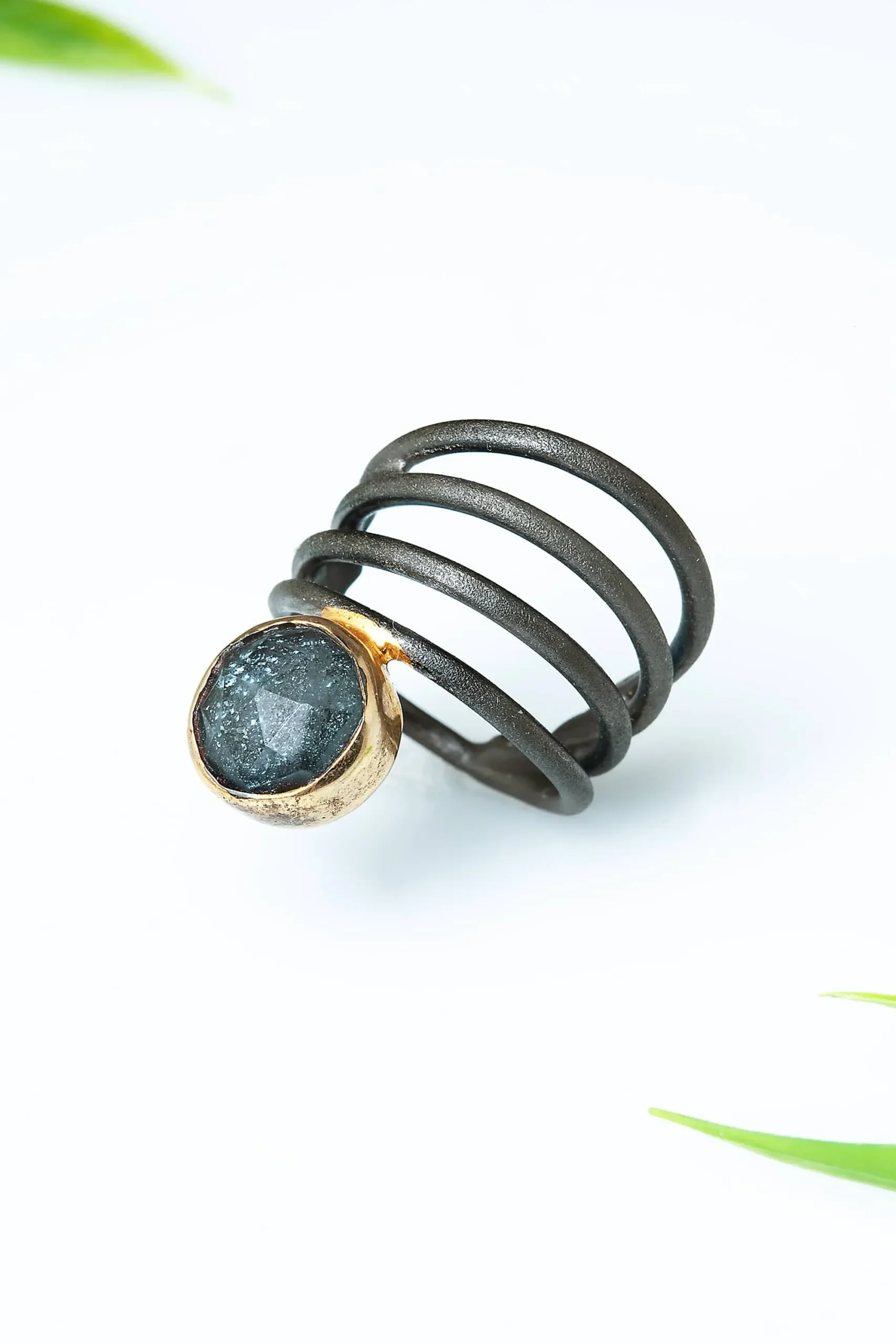 Handmade Jewellery | Hematite black rhodium plated silver ring gallery 1