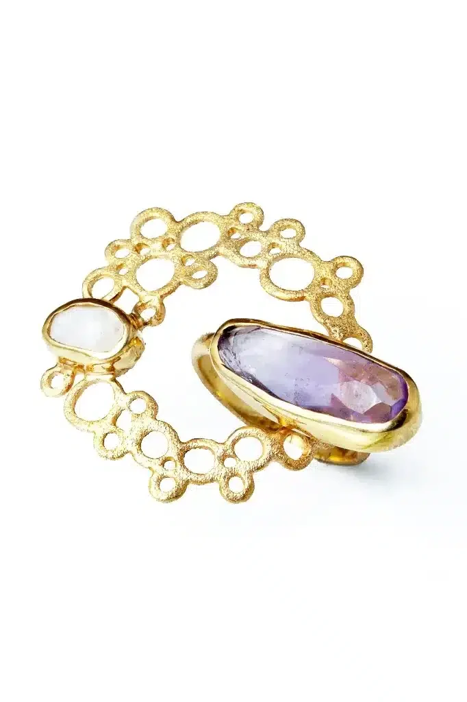 Amethyst gold plated silver ring