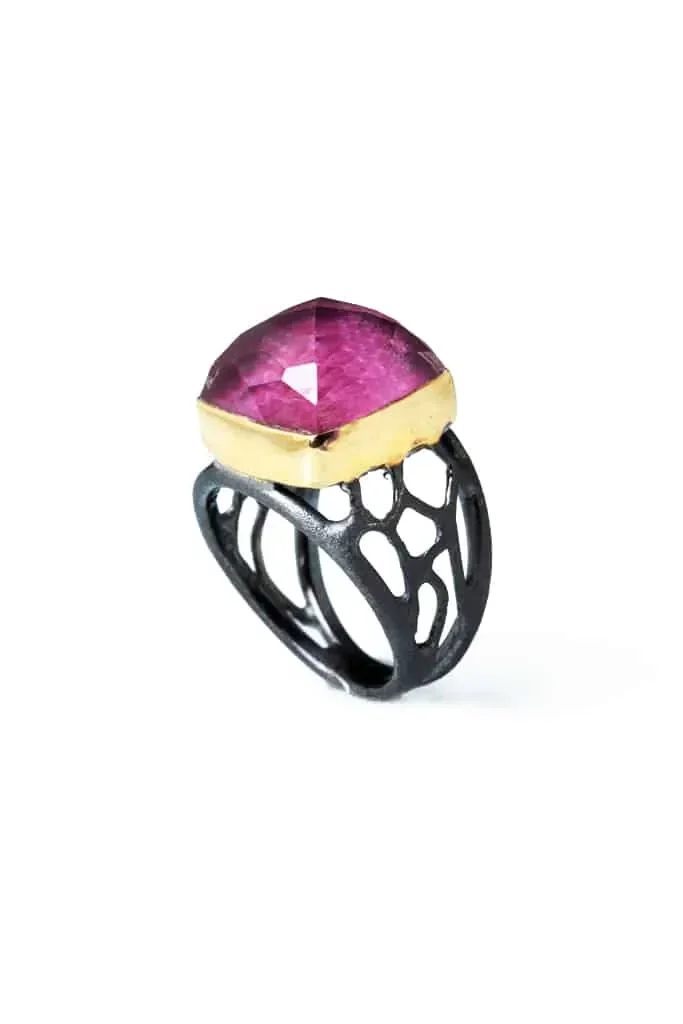 Handmade Jewellery | Ruby black rhodium plated silver ring main