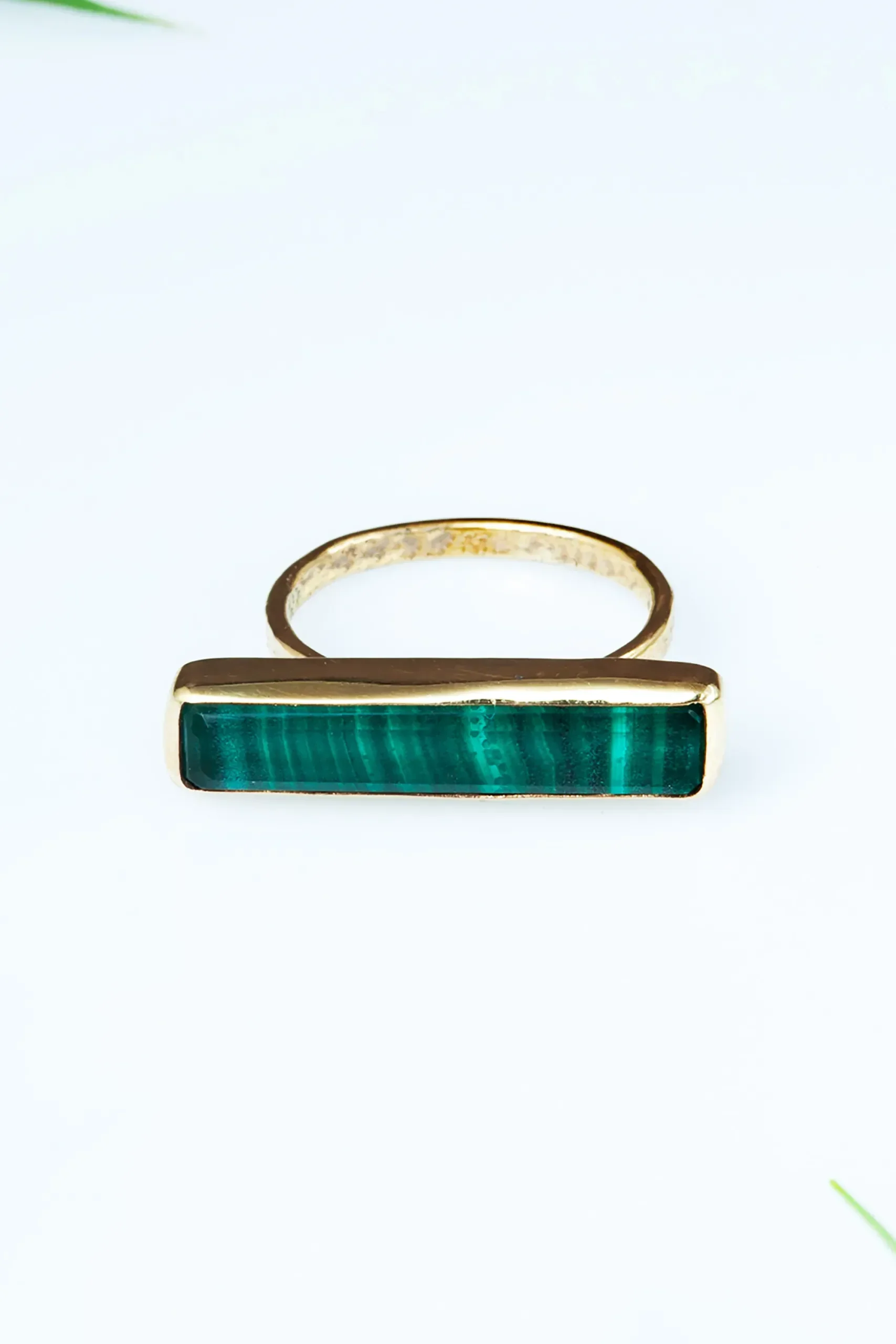 Handmade Jewellery | Malachite gold plated silver ring gallery 1