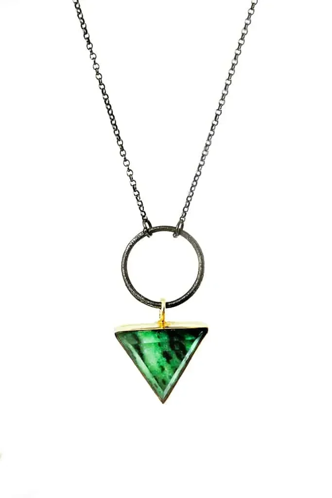 Handmade Jewellery | Zoisite geometric black rhodium plated silver necklace main