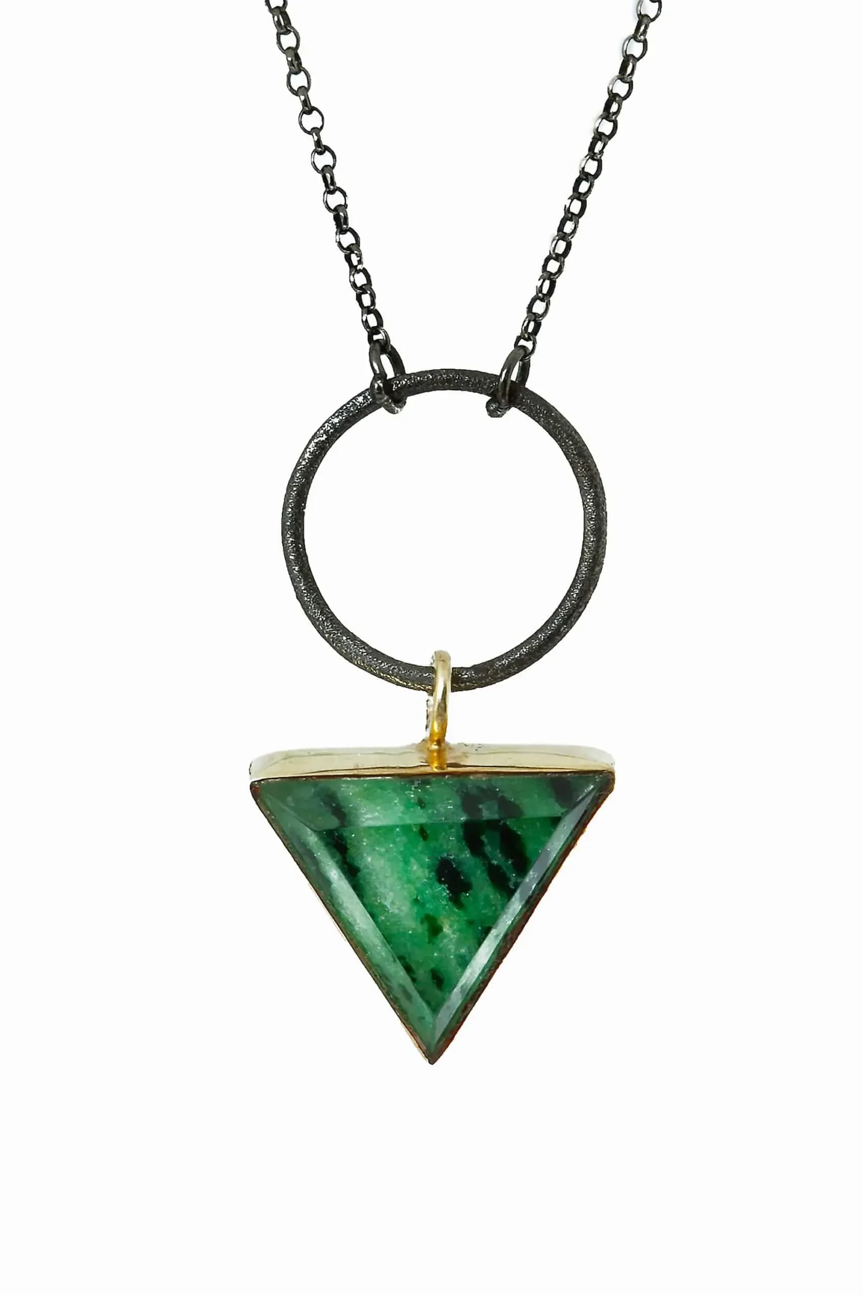 Handmade Jewellery | Zoisite geometric black rhodium plated silver necklace gallery 1