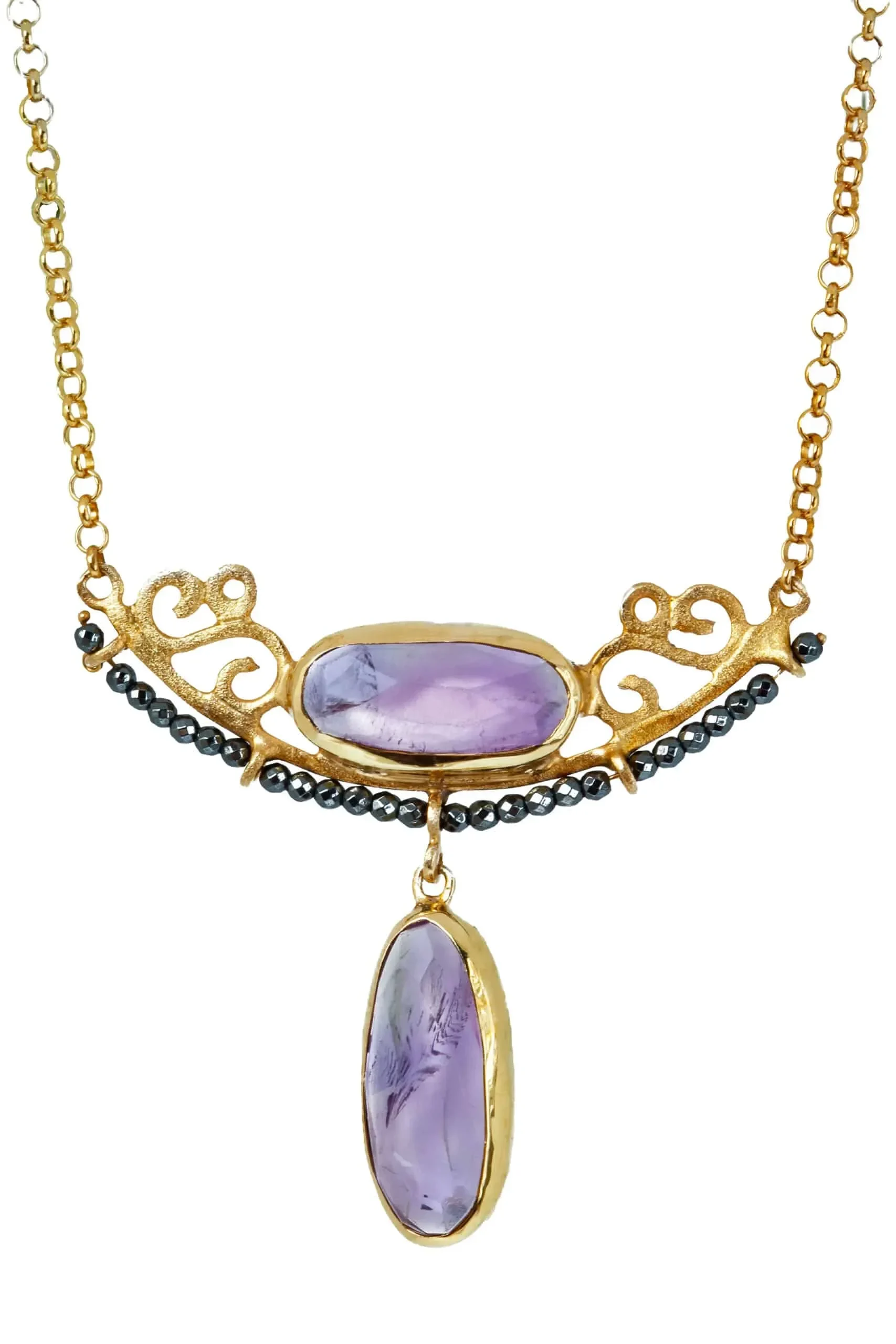 Handmade Jewellery | Amethyst gold plated silver necklace gallery 1