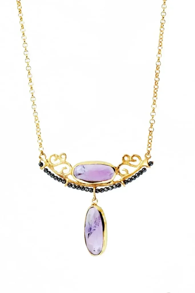 Handmade Jewellery | Amethyst gold plated silver necklace main