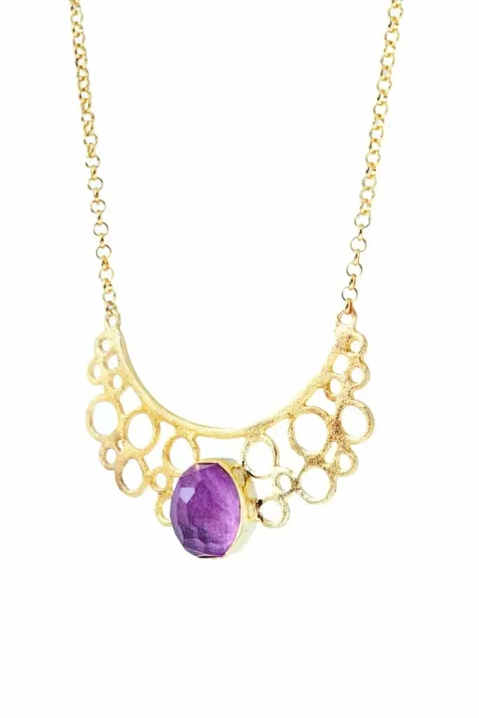 Ruby gold plated silver necklace