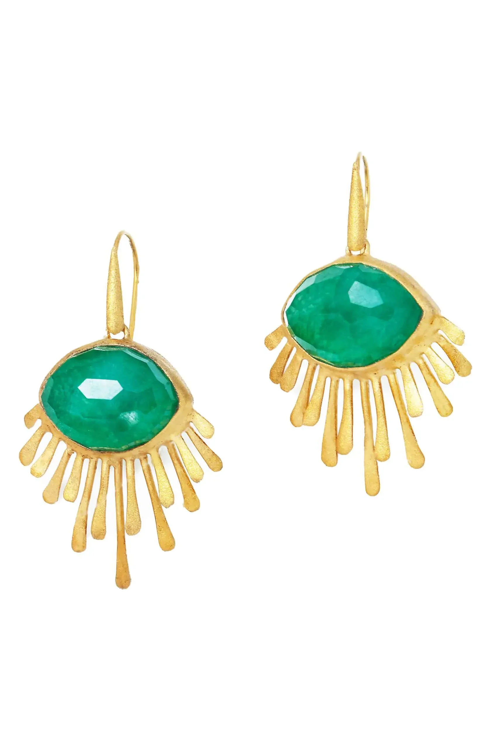 Jade gold plated silver earrings