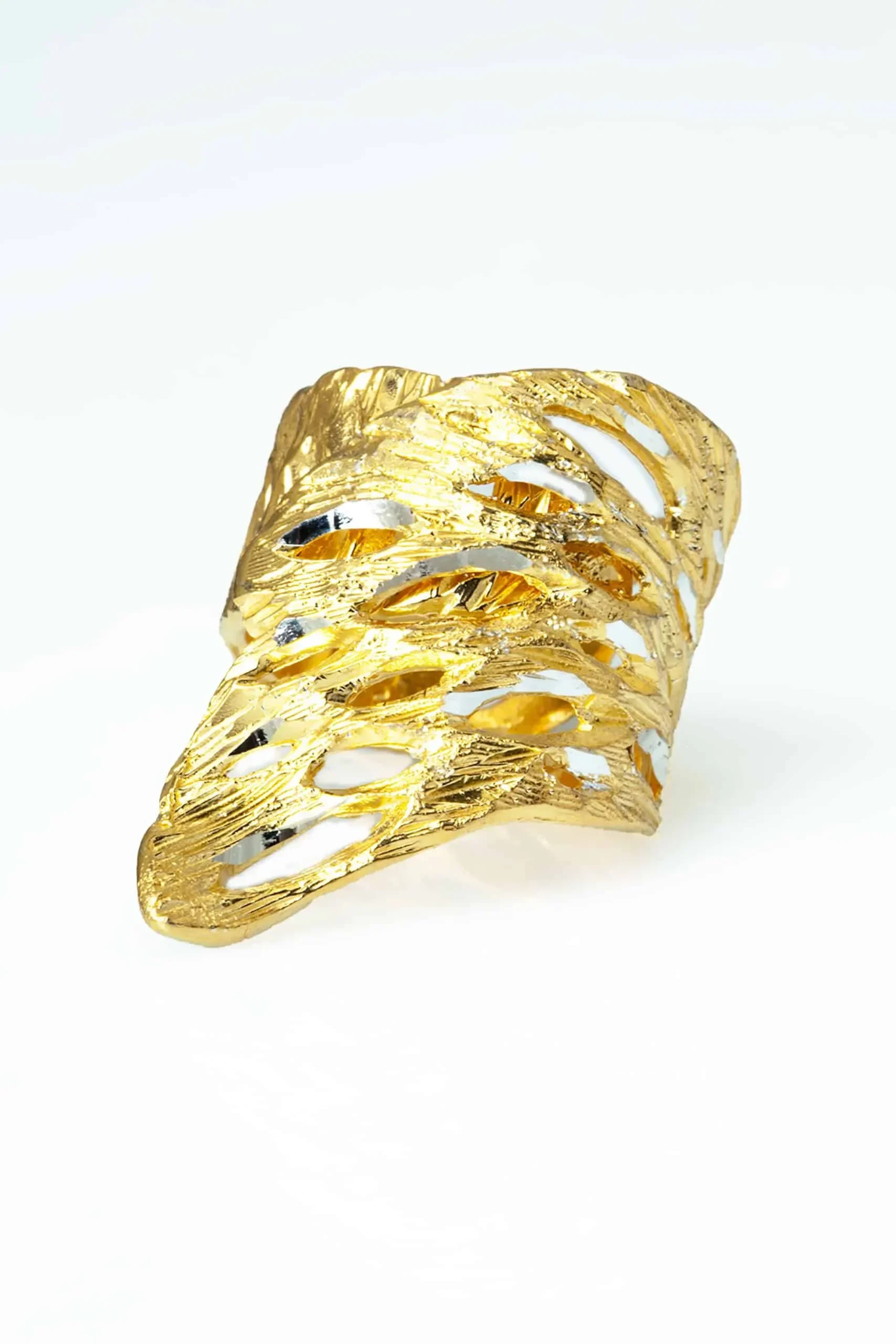 Handmade Jewellery | Silver gold plated textured ring gallery 1