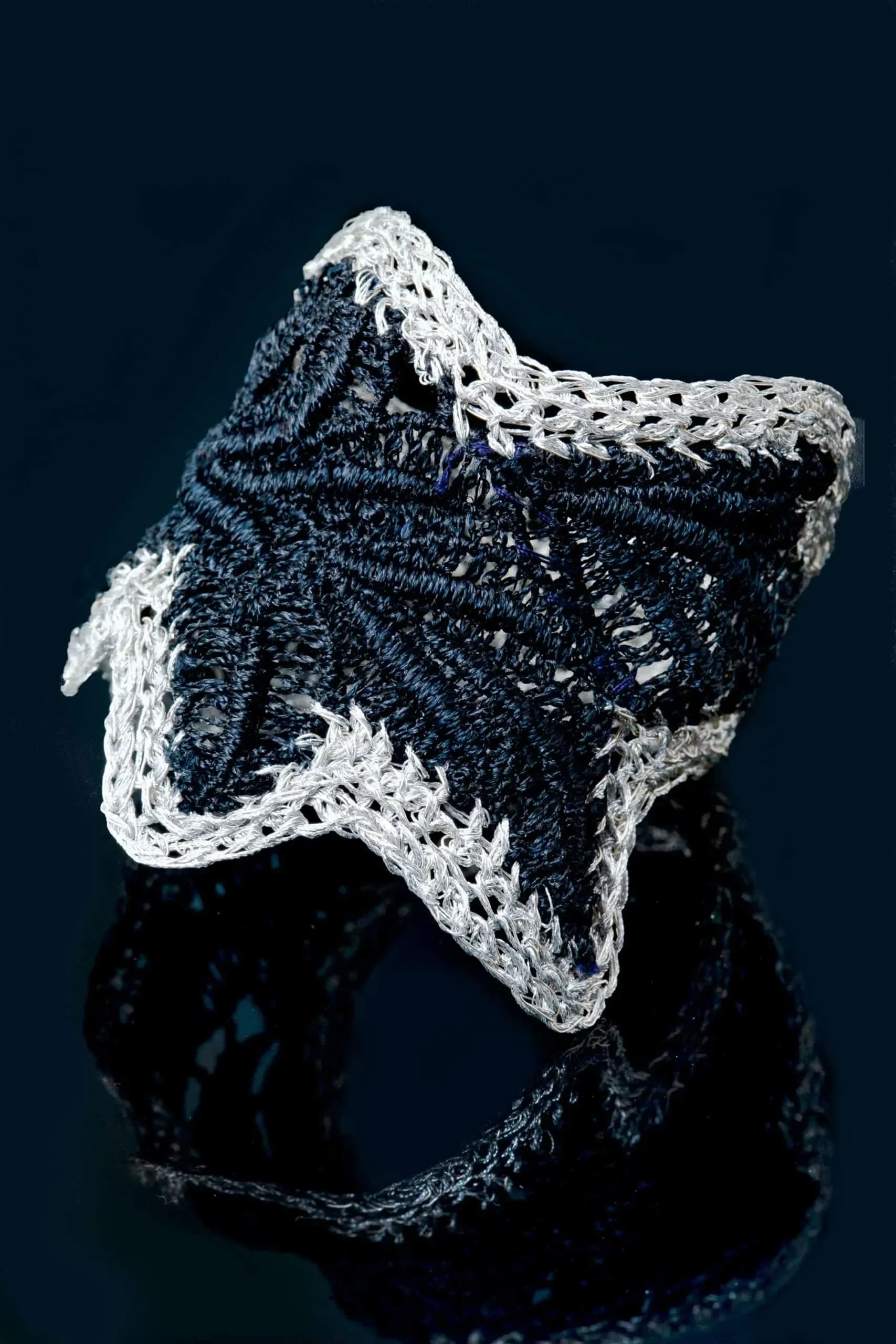 Handmade Jewellery | Crochet knit silver bracelet with lace gallery 2