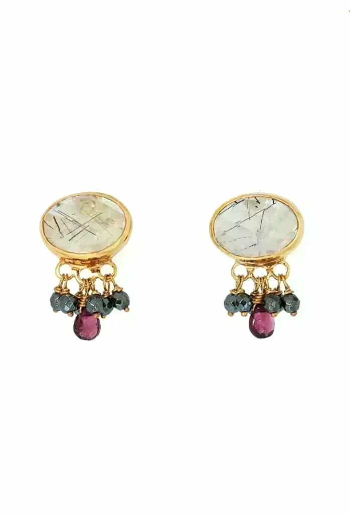 Handmade Jewellery | Rutile gold plated silver earrings main