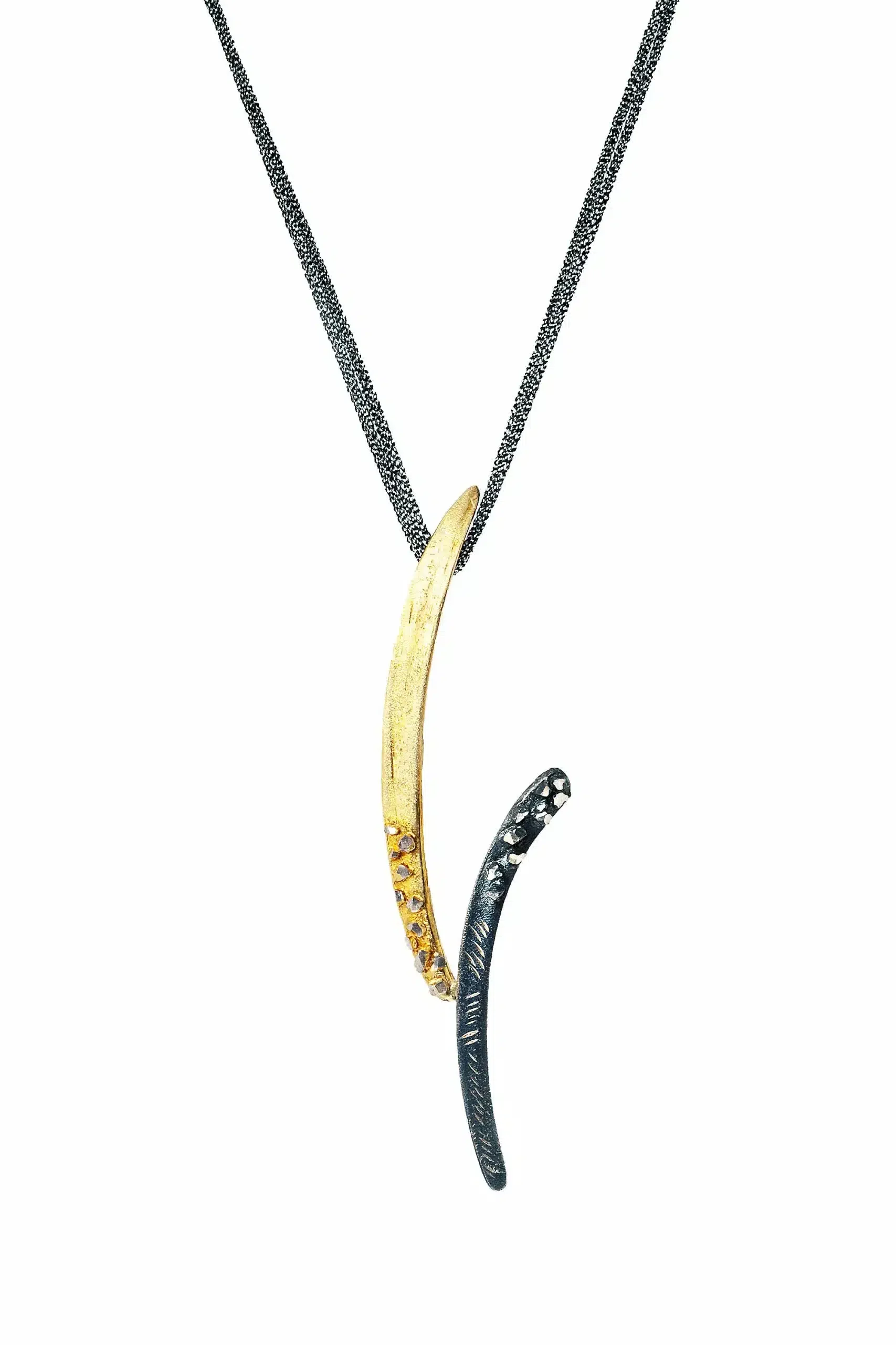 Handmade Jewellery | Gold and black rhodium plated silver pendant main