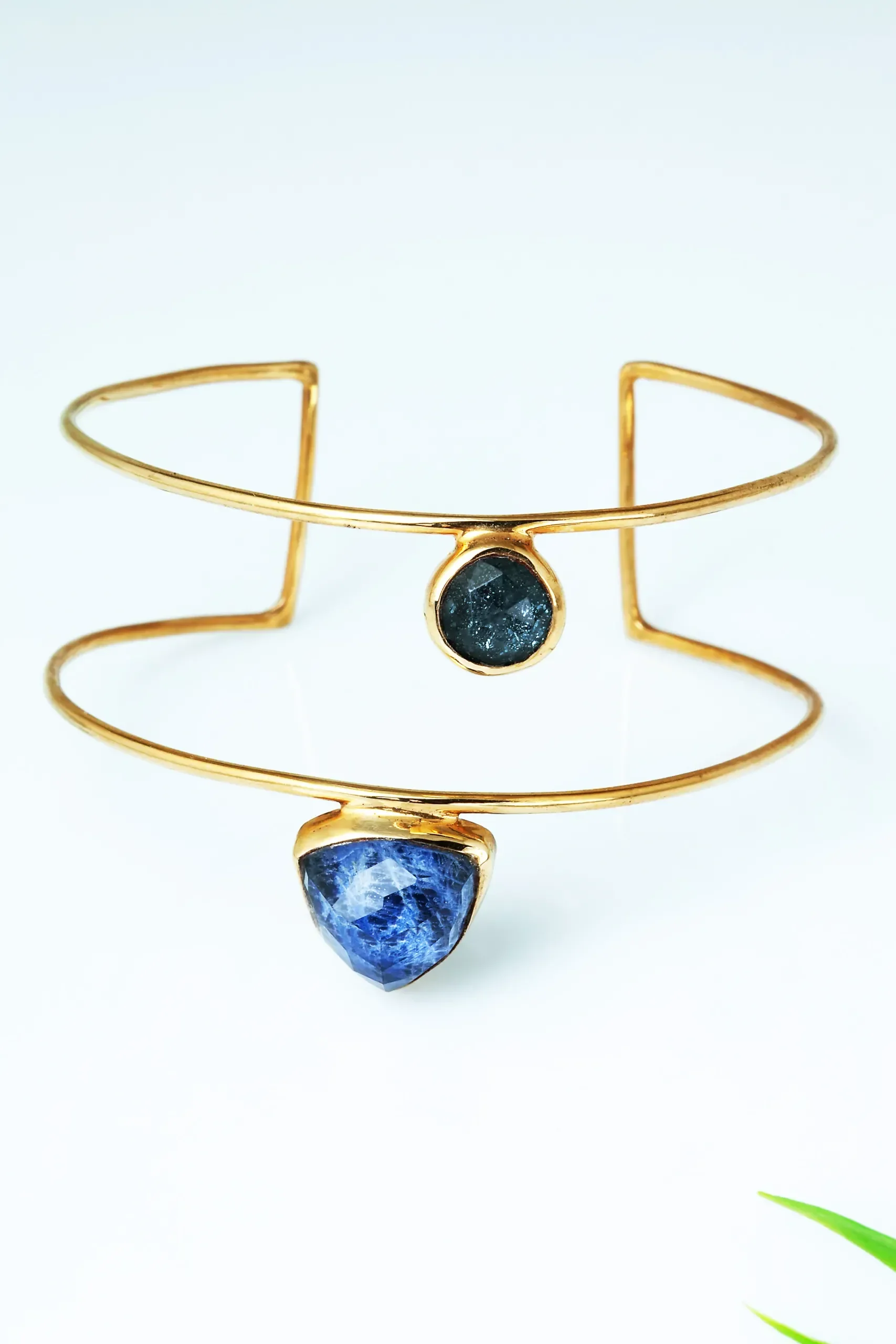 Handmade Jewellery | Sudalite minimal gold plated silver bracelet gallery 2