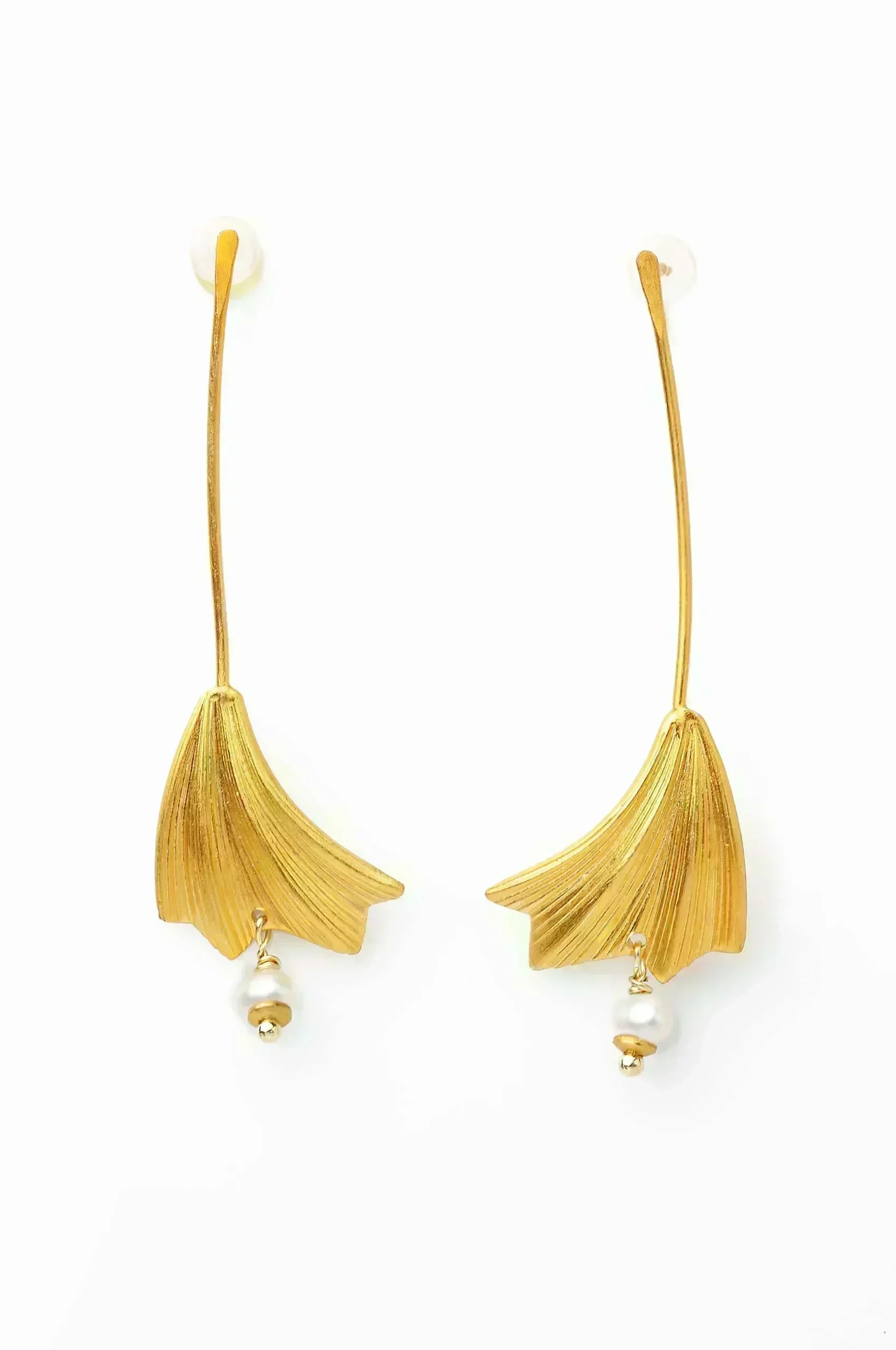 Leaf gold plated bronze earrings