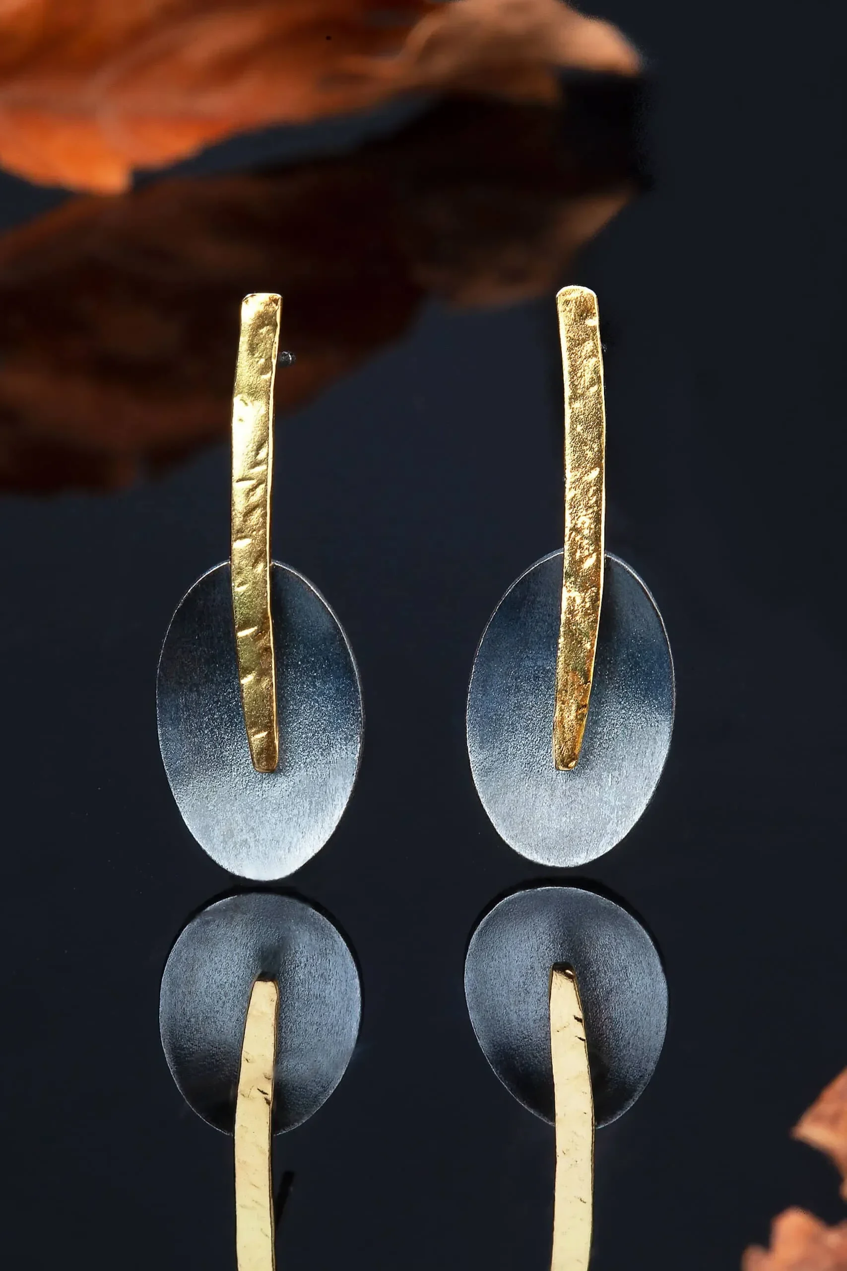 Handmade Jewellery | Silver gold and black plated earrings gallery 2