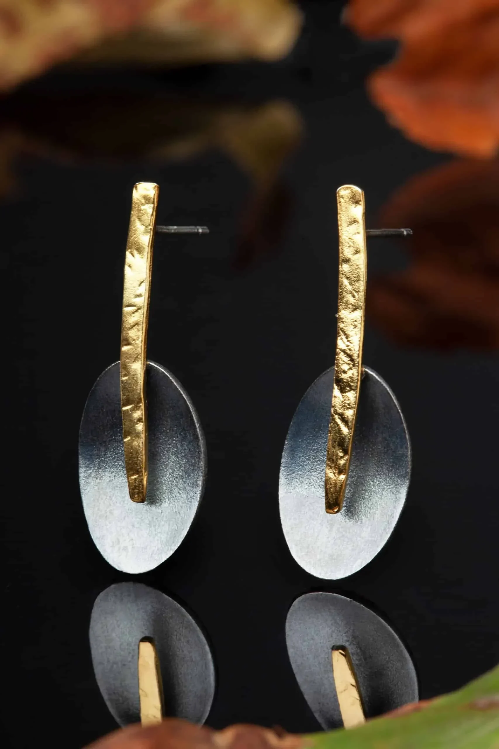 Handmade Jewellery | Silver gold and black plated earrings gallery 1