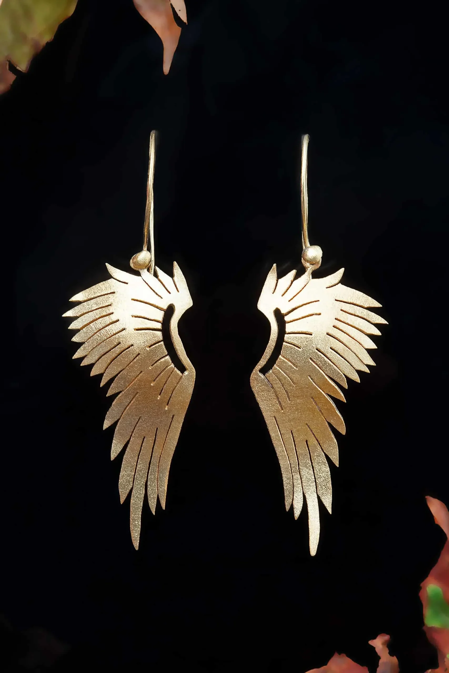 Handmade Jewellery | Angel wings gold plated silver earrings gallery 1