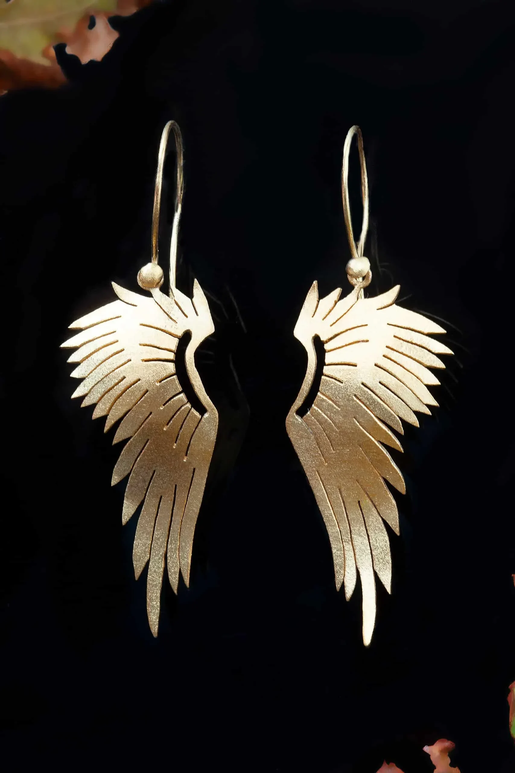 Handmade Jewellery | Angel wings gold plated silver earrings gallery 2