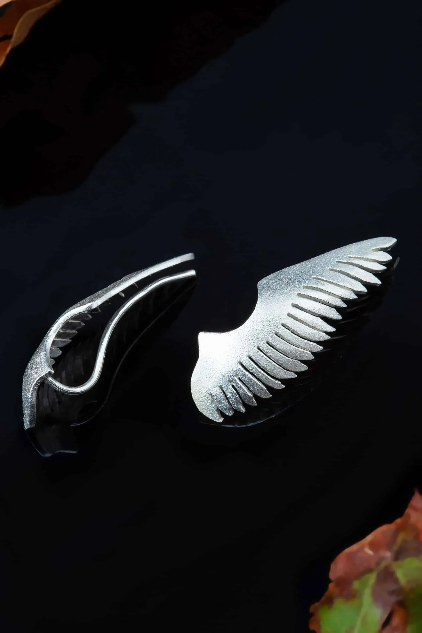 Handmade Jewellery | Angel wings rhodium plated silver earrings gallery 2