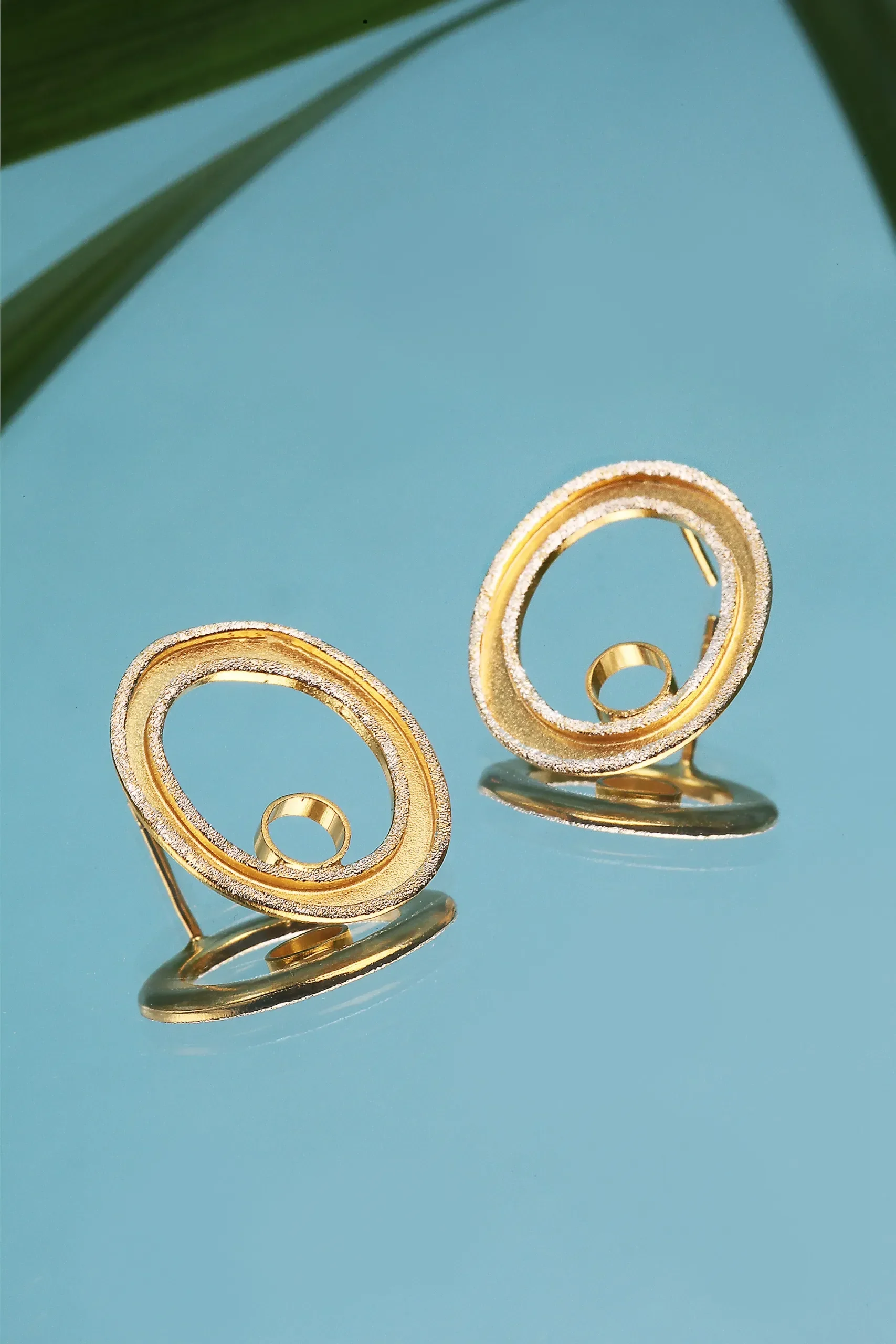 Handmade Jewellery | Oval gold plated silver earrings gallery 1