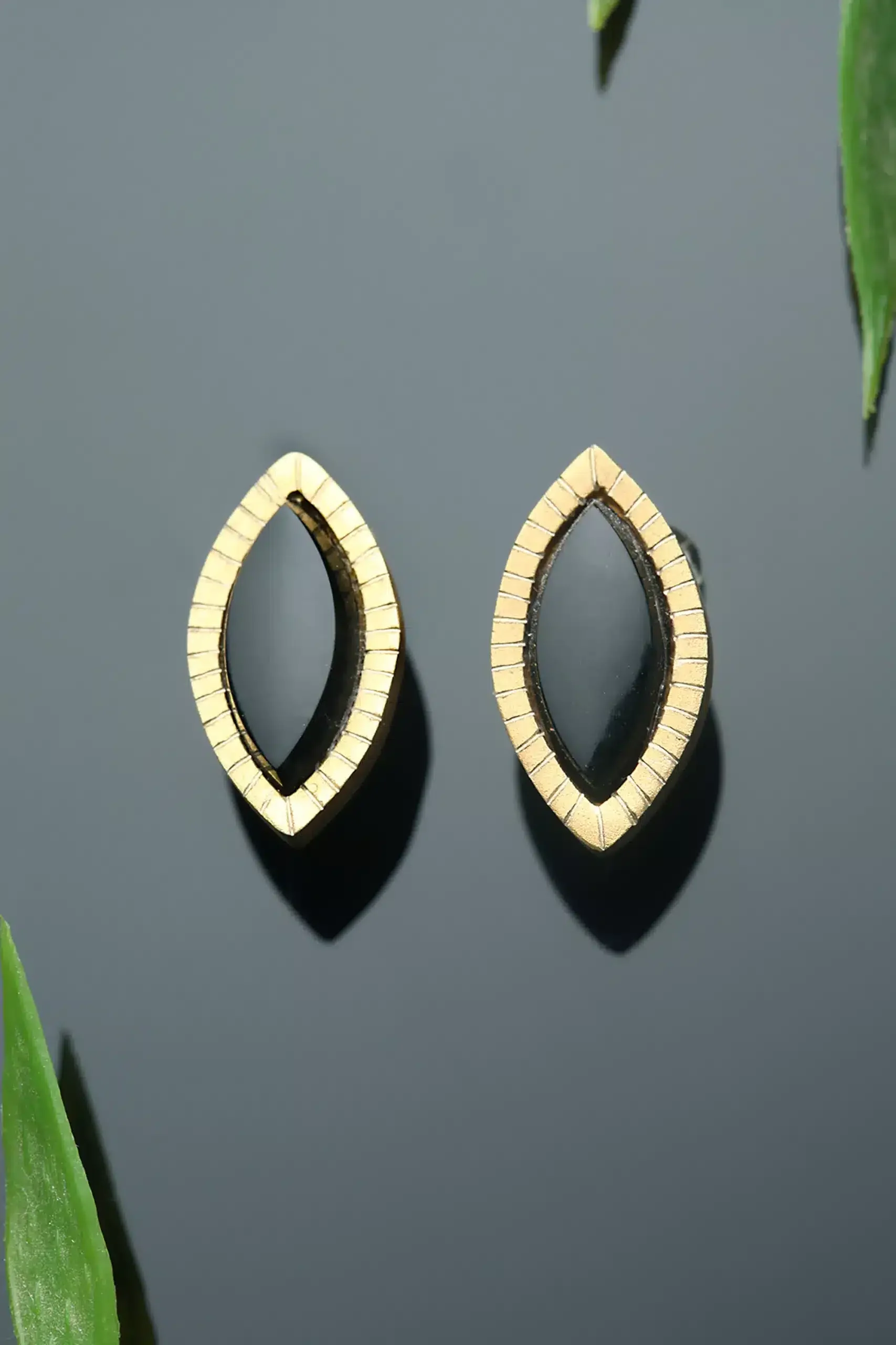 Handmade Jewellery | Engraved bronze earrings, gold plated. Silver push backs gallery 1