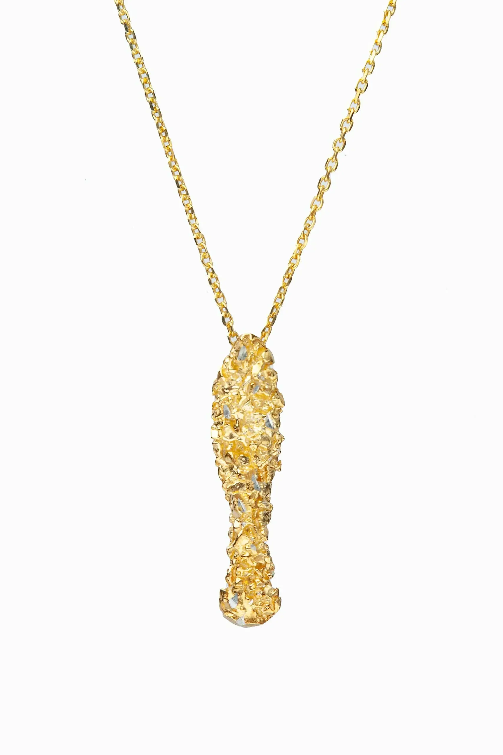 Handmade Jewellery | Fish textured gold plated silver necklace main