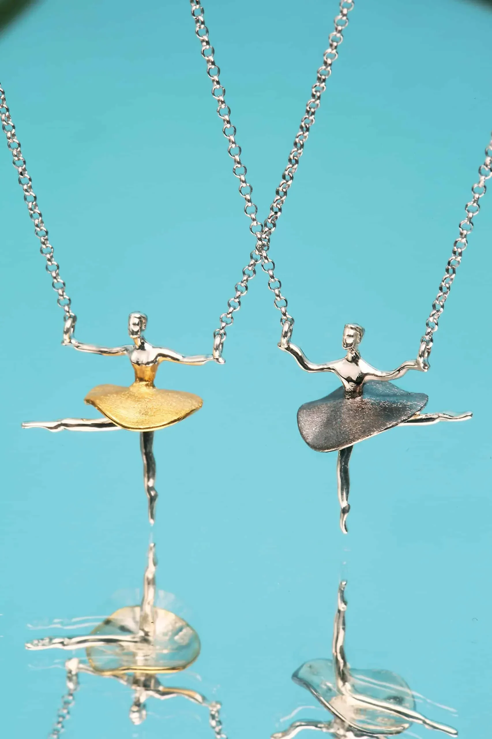 Handmade Jewellery | Ballet dancer silver necklace with black rhodium plated details gallery 3