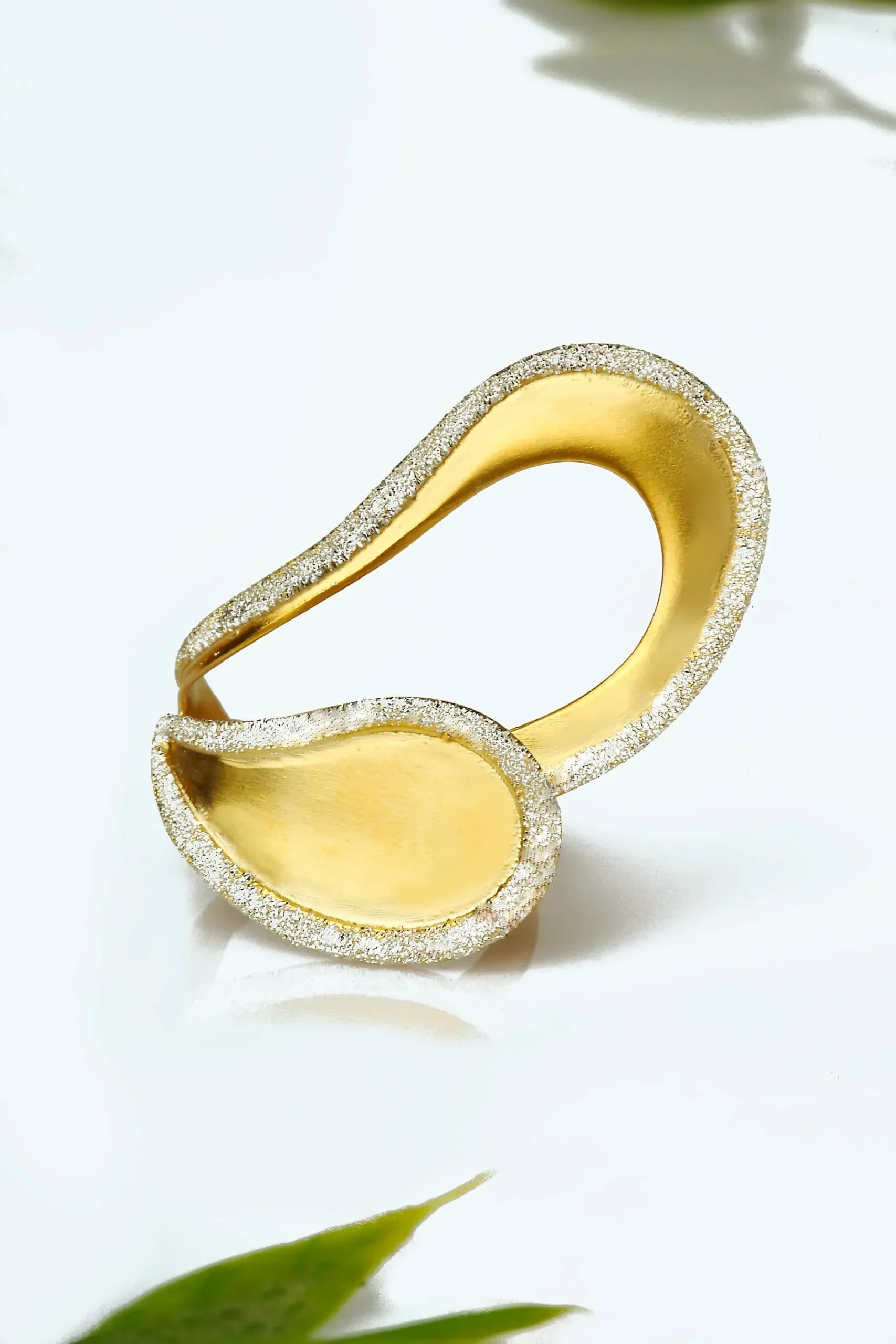 Handmade Jewellery | Paisley adjustable gold plated silver ring gallery 2