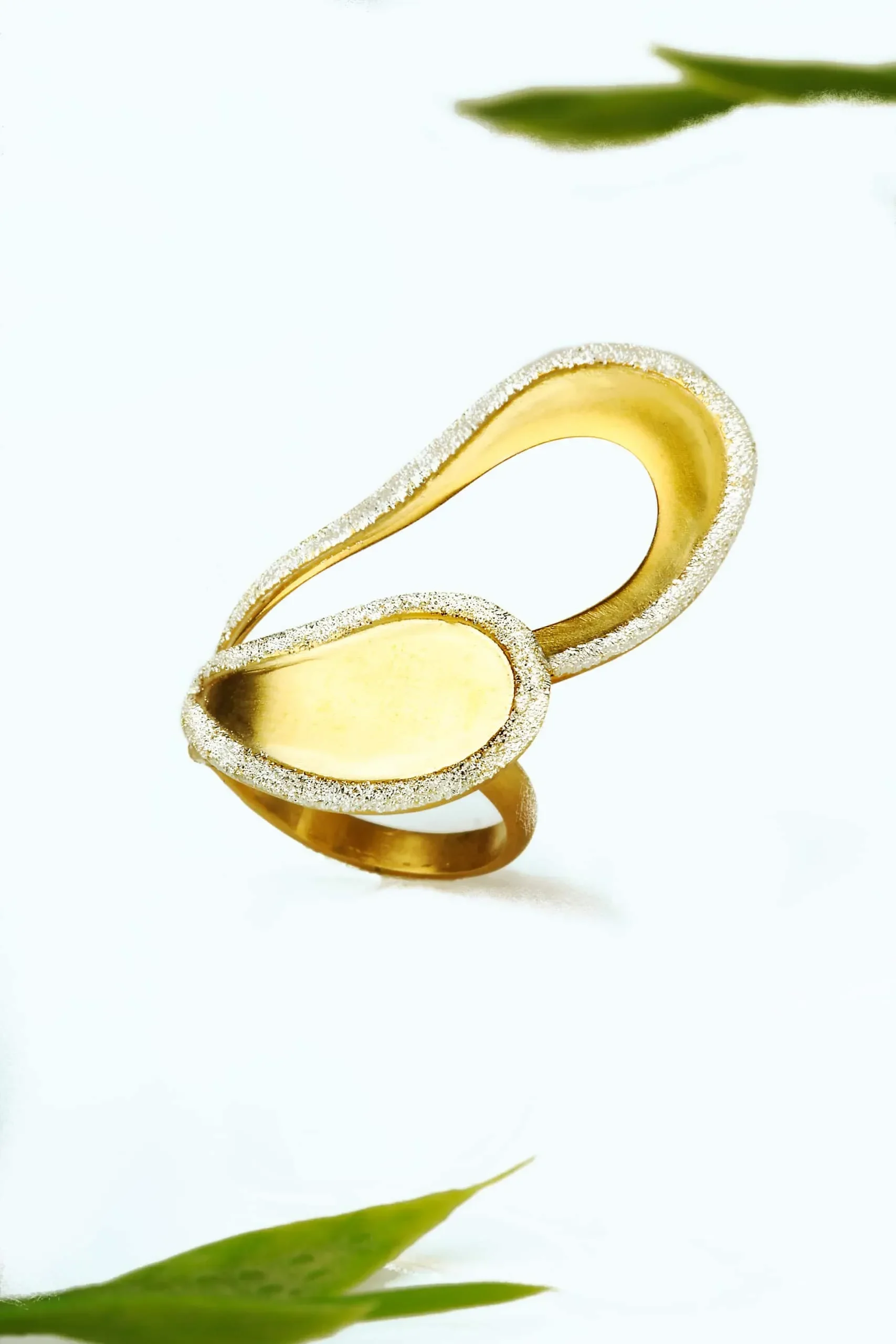 Handmade Jewellery | Paisley adjustable gold plated silver ring gallery 3