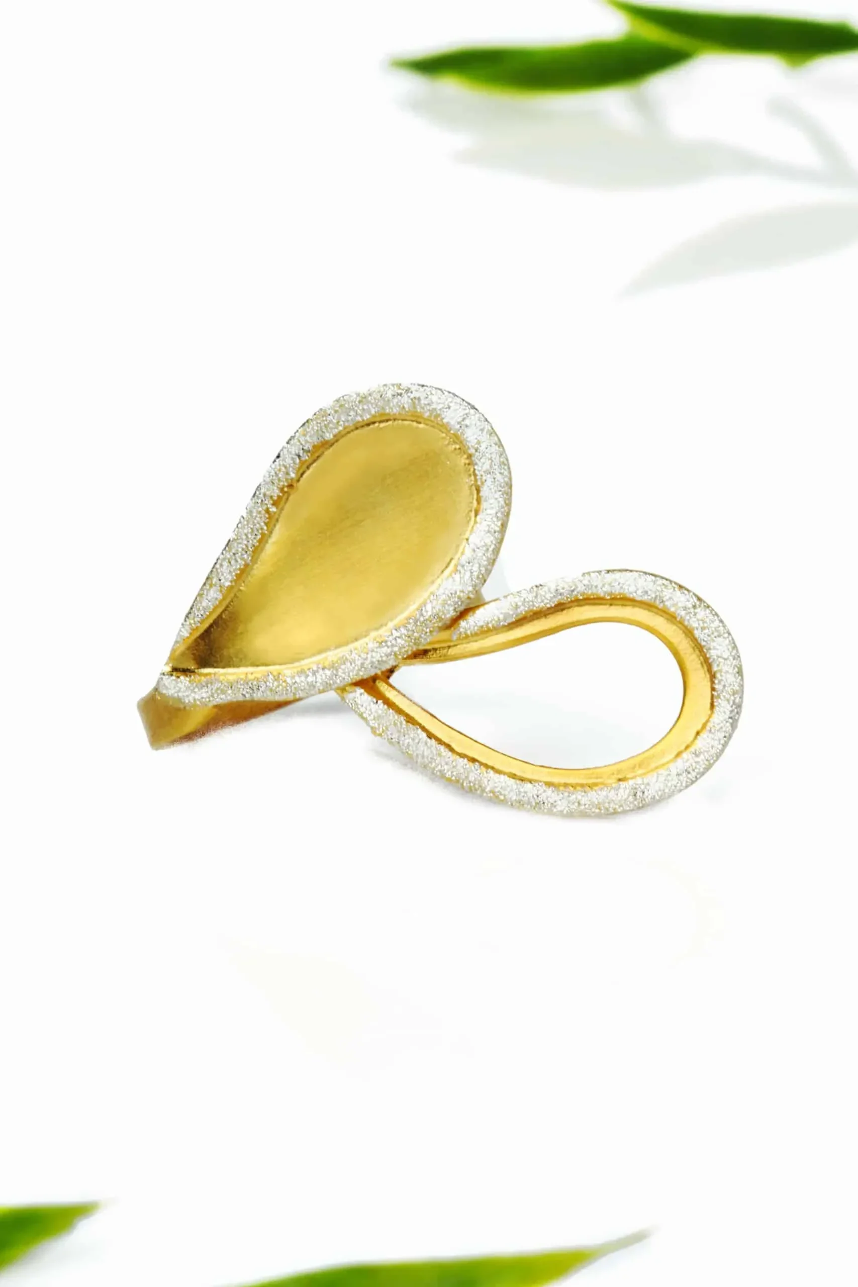 Handmade Jewellery | Paisley adjustable gold plated silver ring gallery 4