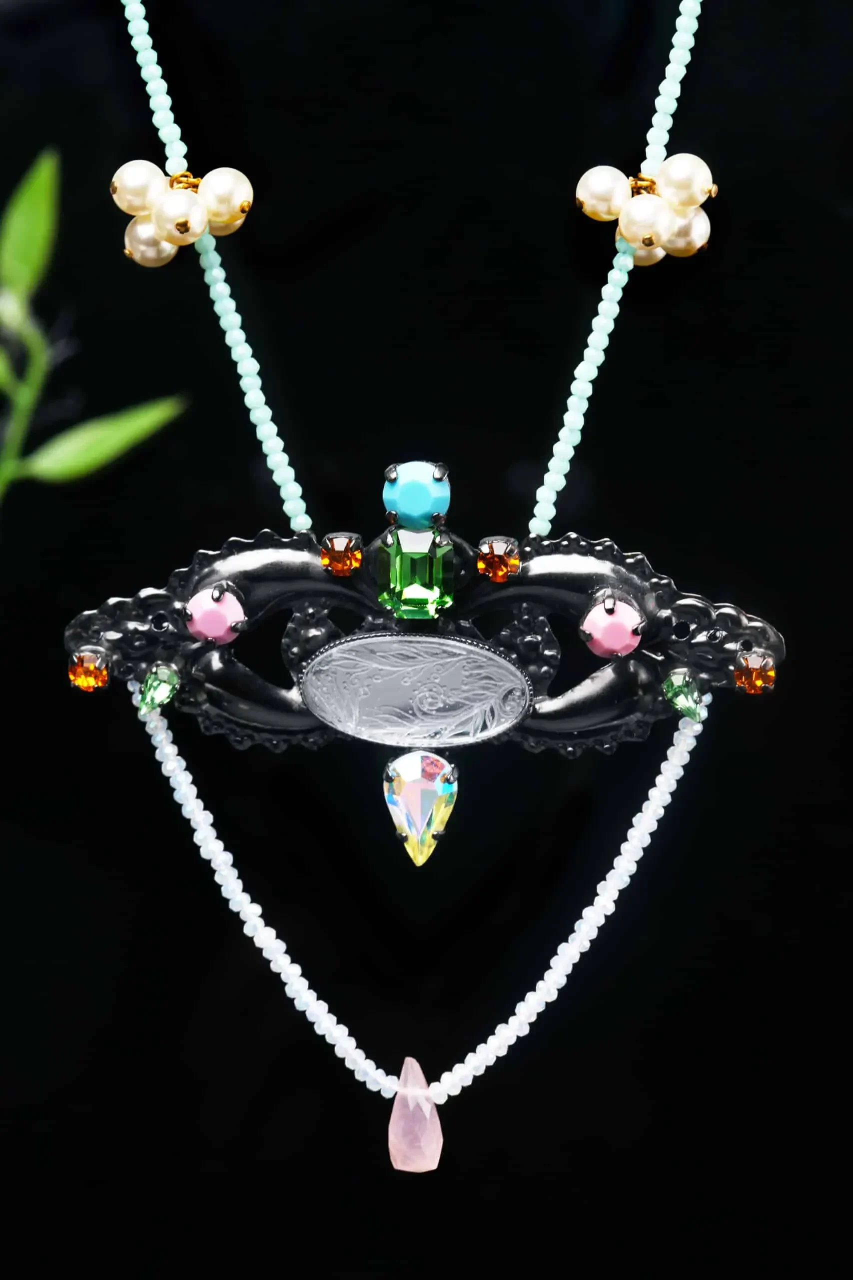 Handmade Jewellery | Handmade necklace with multicoloured Swarovski crystals gallery 2