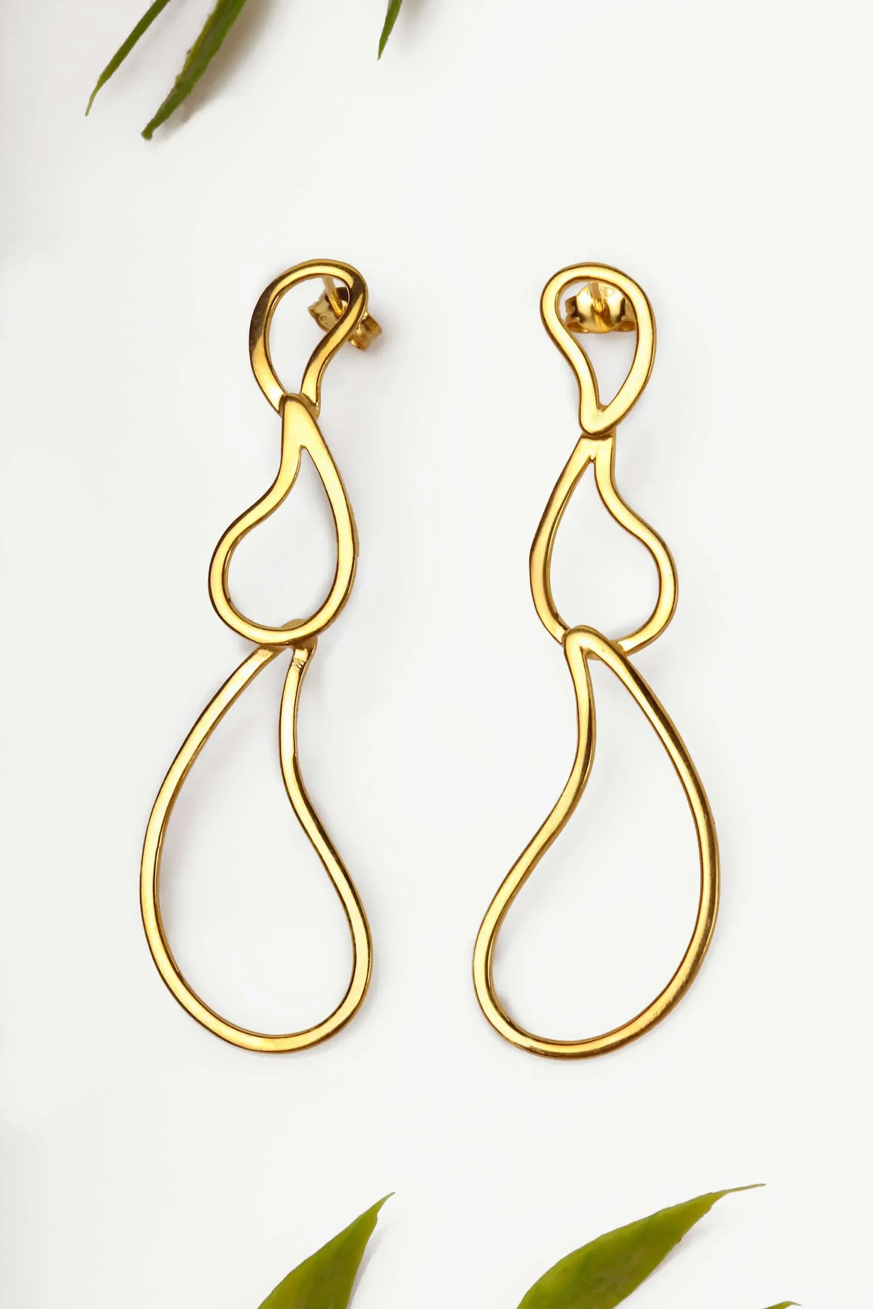 Handmade Jewellery | Paisley gold plated silver earrings gallery 1