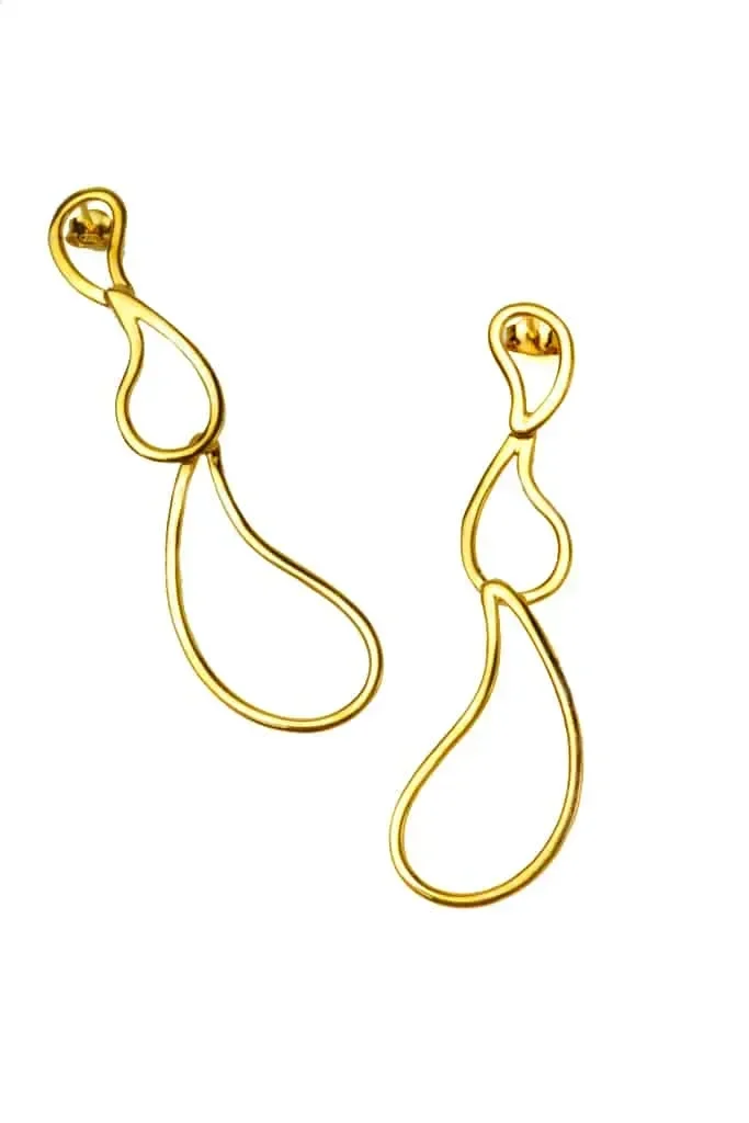 Paisley gold plated silver earrings