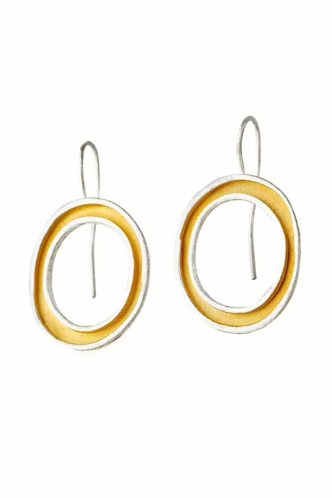 Oval silver earrings