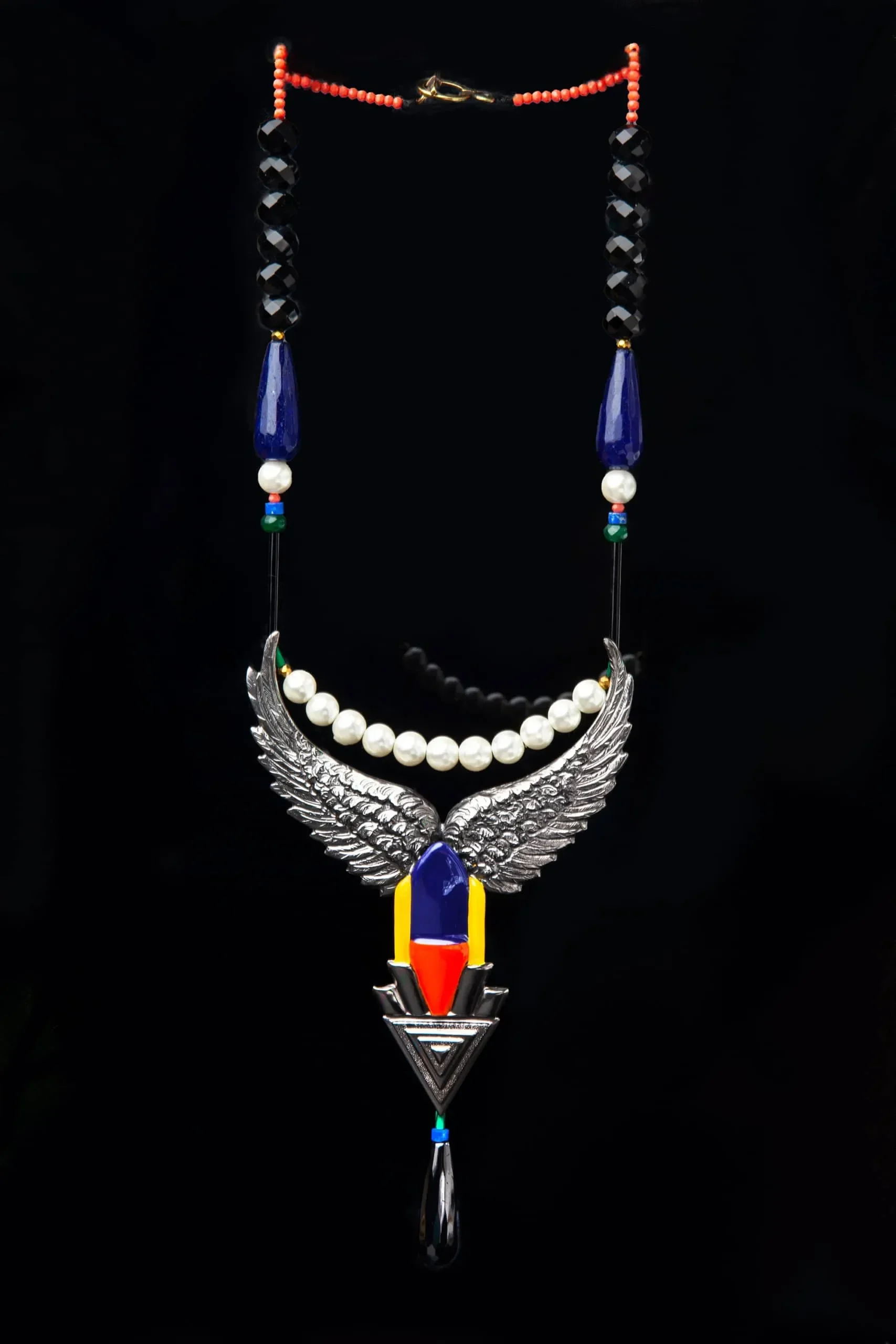 Handmade Jewellery | Egypt black bronze necklace with enamel gallery 1