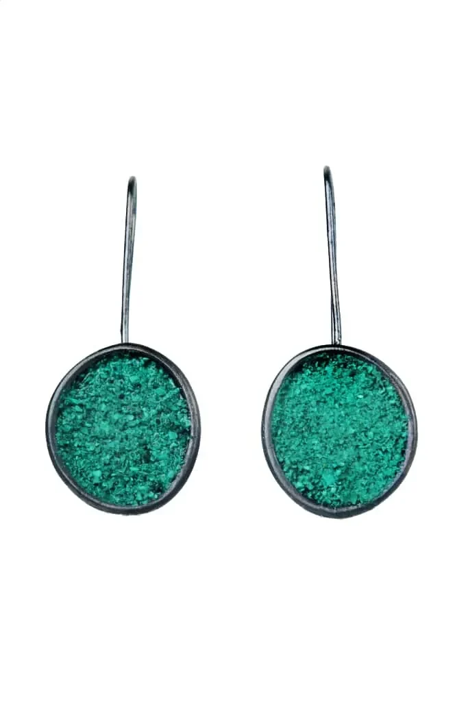 Handmade Jewellery | Oxidized silver earrings and malachite main