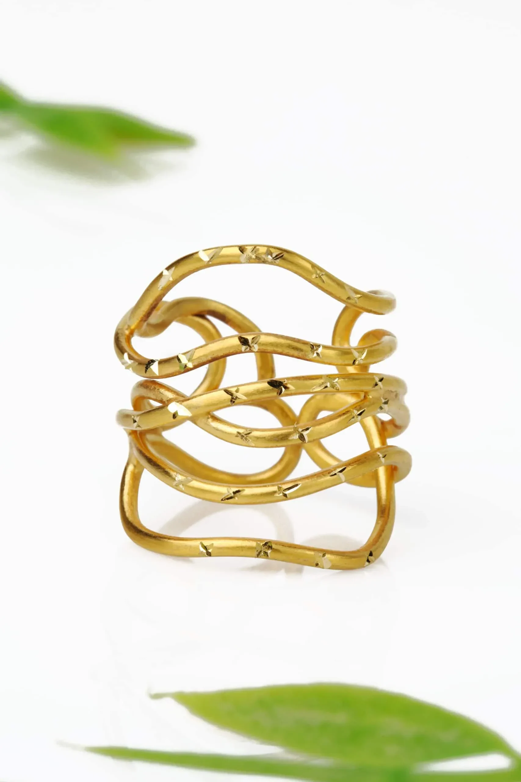 Handmade Jewellery | Wave gold plated bronze ring gallery 2