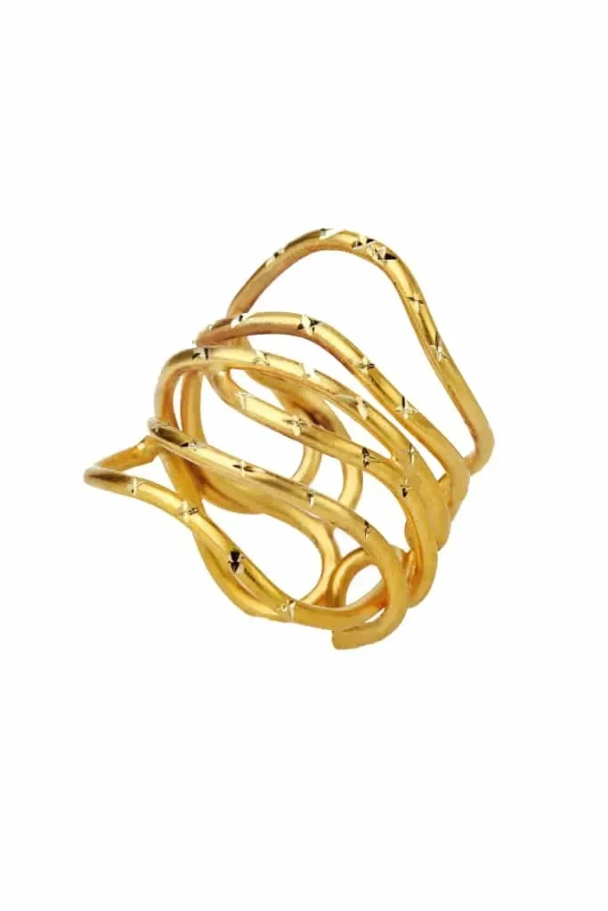 Handmade Jewellery | Wave gold plated bronze ring main