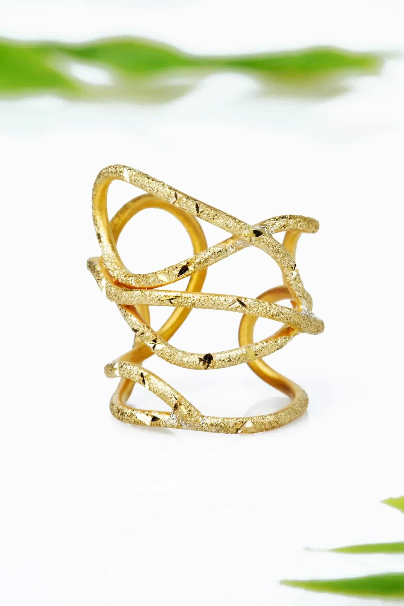 Handmade Jewellery | Wave gold plated bronze ring gallery 2