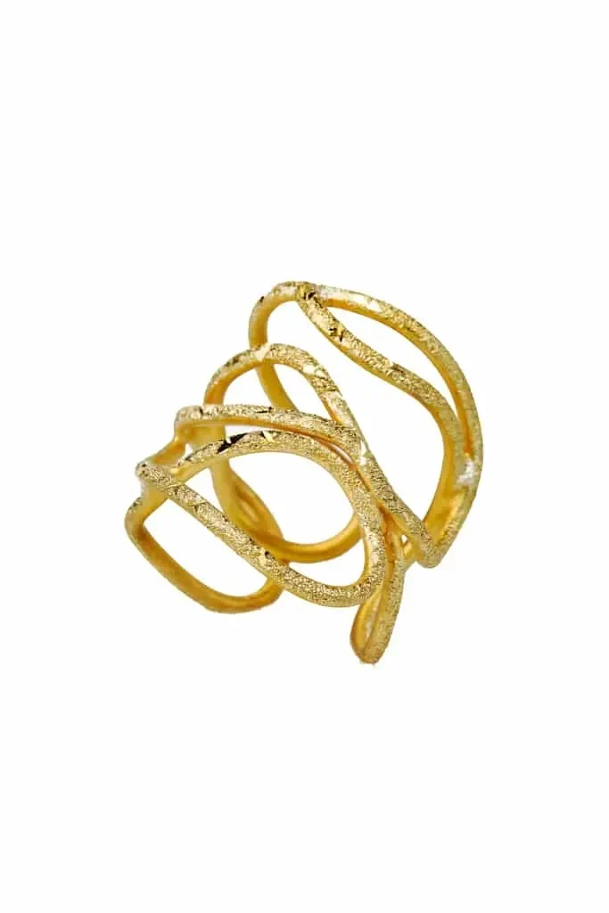 Handmade Jewellery | Wave gold plated bronze ring main