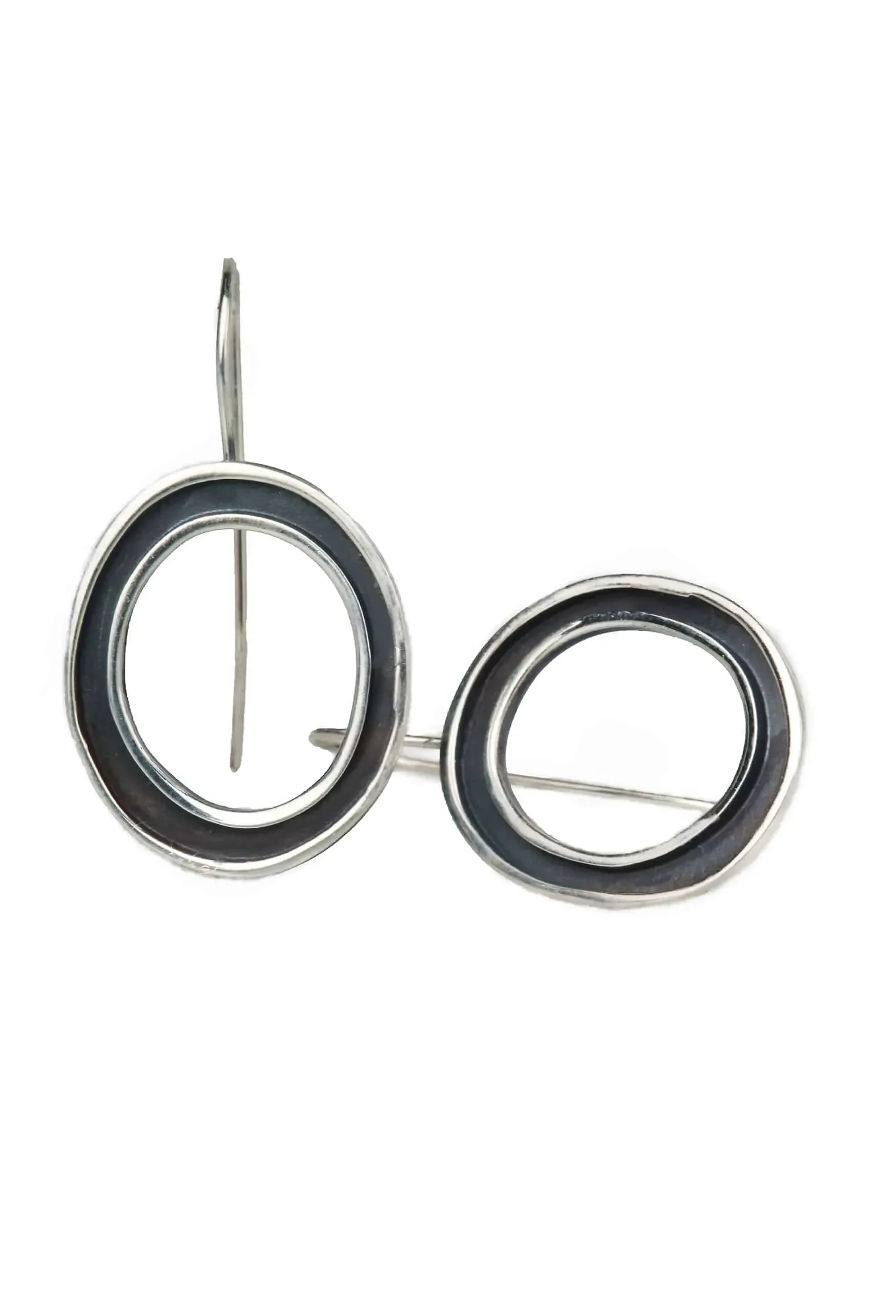 Handmade Jewellery | Oval handmade oxidized silver earrings gallery 2