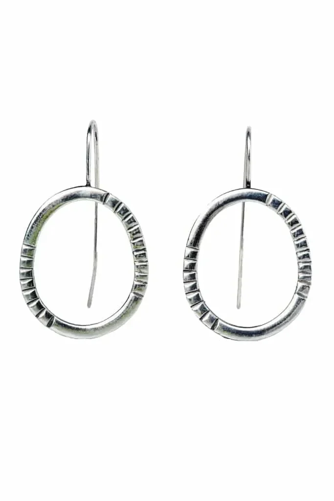 Handmade Jewellery | Oval oxidized silver earrings main