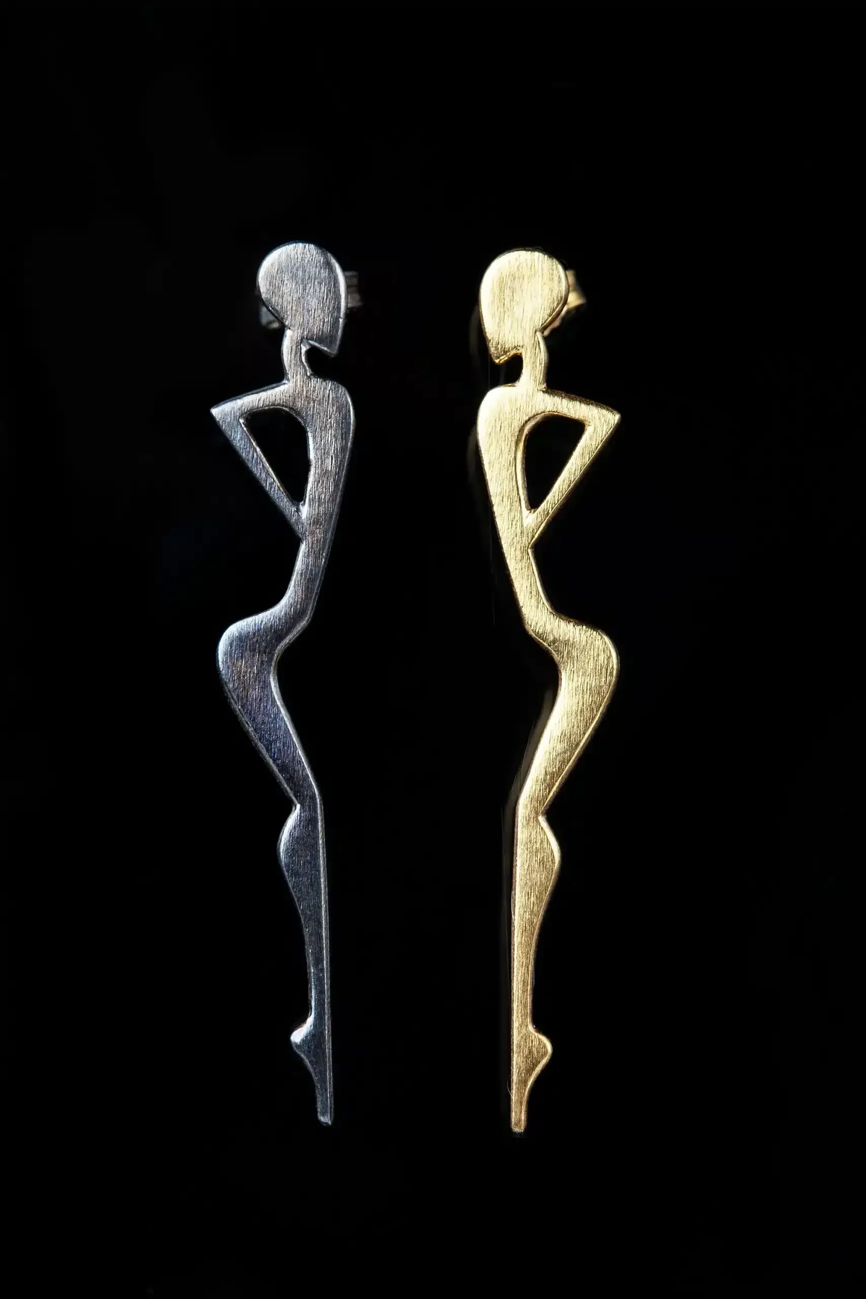 Handmade Jewellery | Figure gold and black plated earrings gallery 1