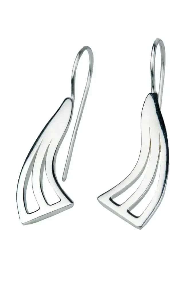 Minimal handmade rhodium plated silver earrings