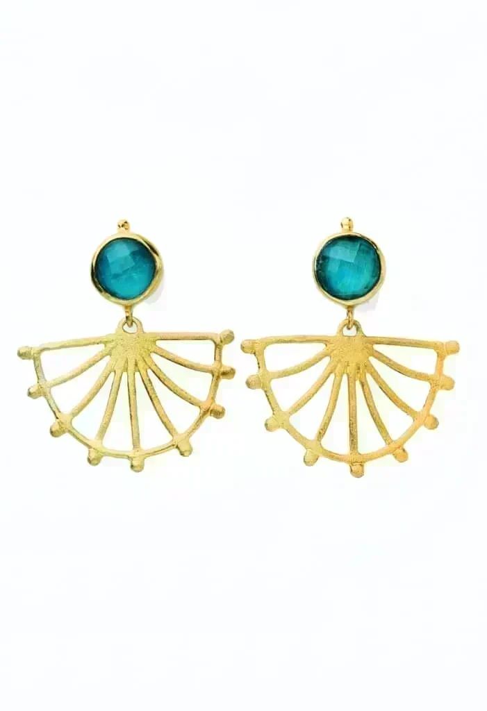 Handmade Jewellery | Chrysocolla gold plated silver earrings main