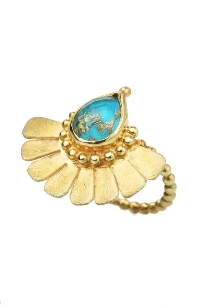 Handmade Jewellery | Turquoise gold plated silver ring main