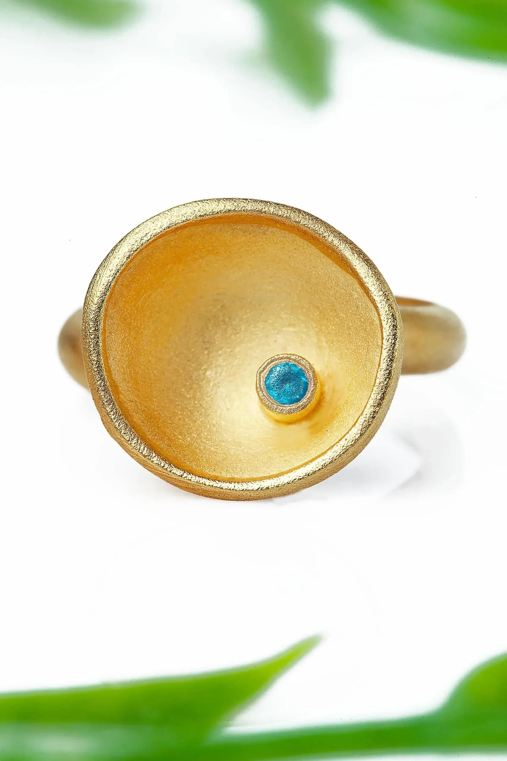 Handmade Jewellery | Aqua marine gold plated silver ring gallery 1