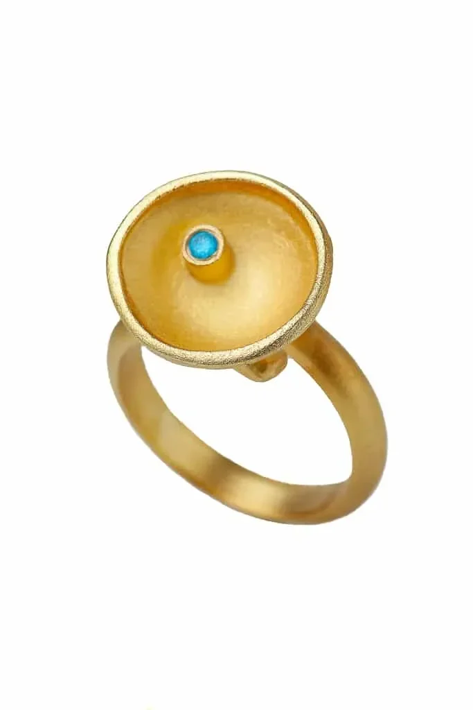 Handmade Jewellery | Aqua marine gold plated silver ring main