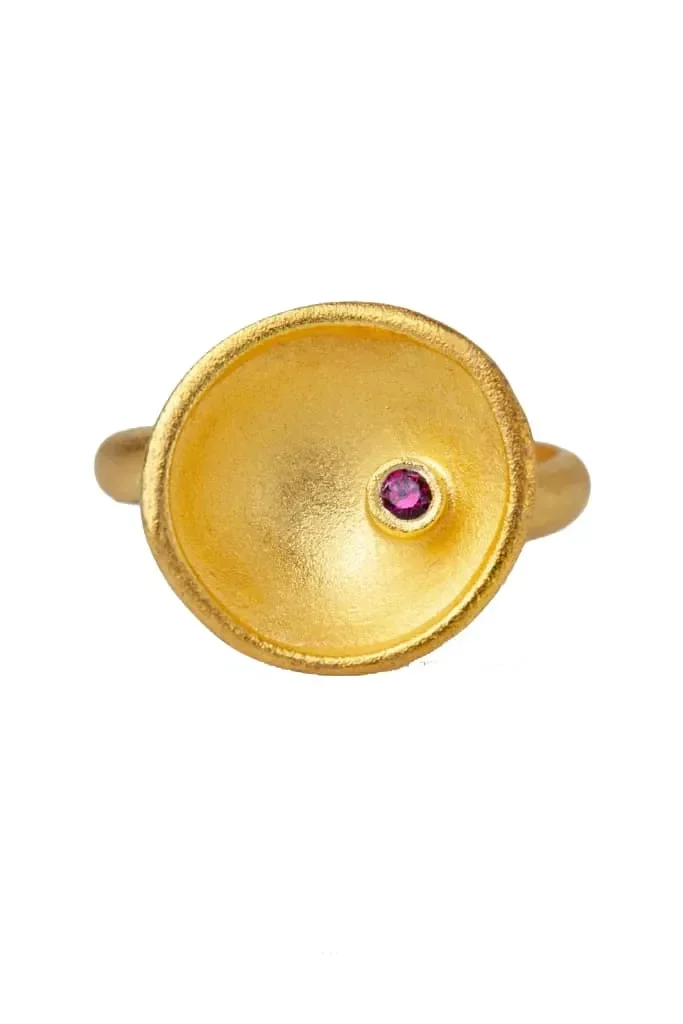 Handmade Jewellery | Garnet gold plated silver ring main